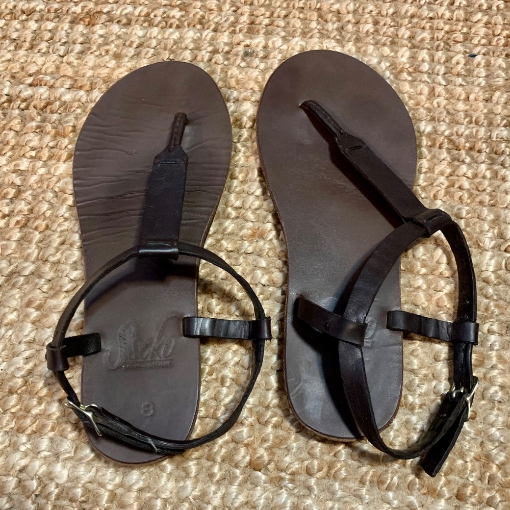 Sseko Chocolate Brown T-Strap Sandal